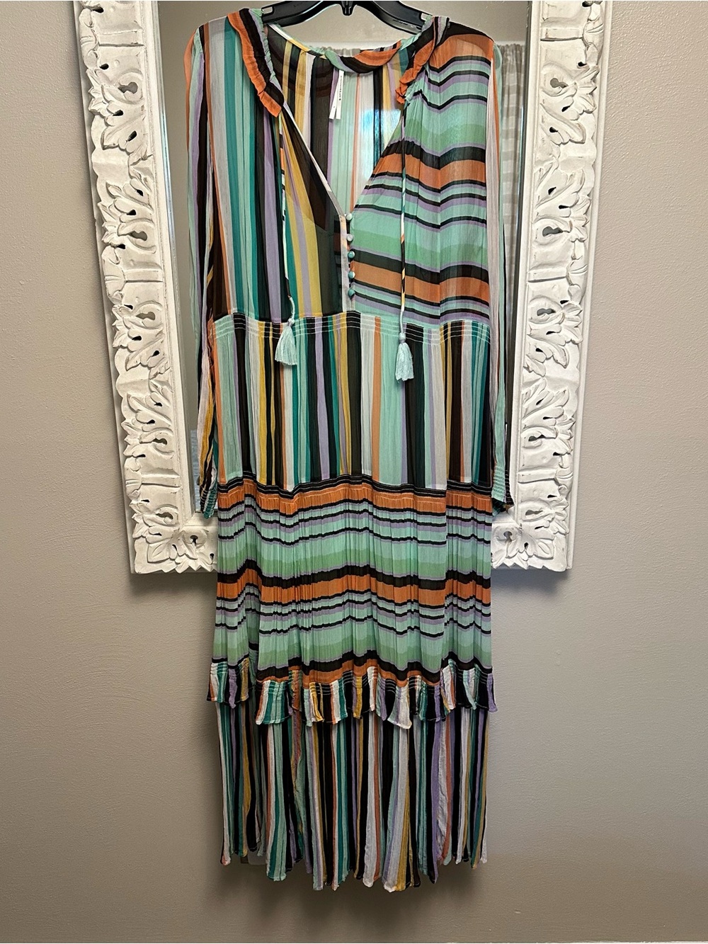 Anthropologie Striped Multicolor Long Sleeve Maxi Dress